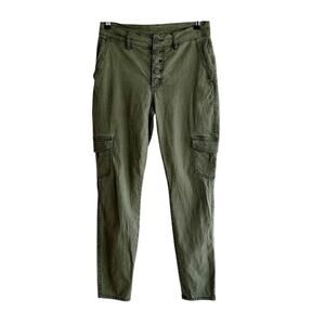 Cabi 5872 Button Fly Skinny Cargo Pants Olive Green Size 6